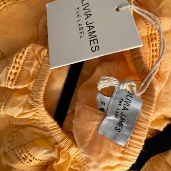 Olivia James The Label Tiered Eyelet Trim Maxi Peasant Dress NWT Size Small - Picture 3 of 10